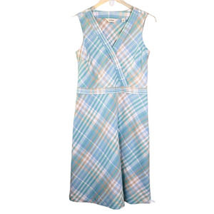 L.L. Bean Women's Plaid Linen Blend Sleeveless Dress - Size 10